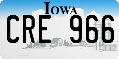 IA license plate CRE966