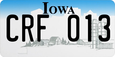 IA license plate CRF013