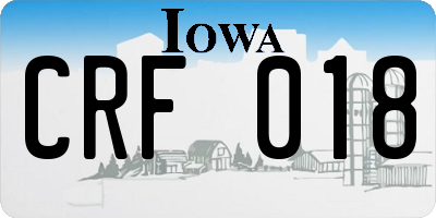 IA license plate CRF018