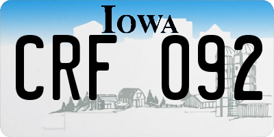 IA license plate CRF092