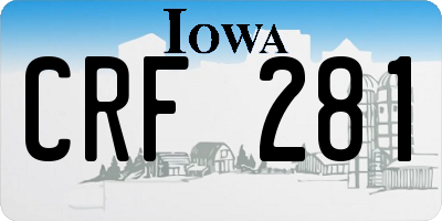 IA license plate CRF281