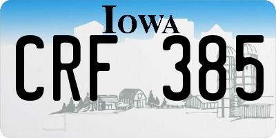 IA license plate CRF385
