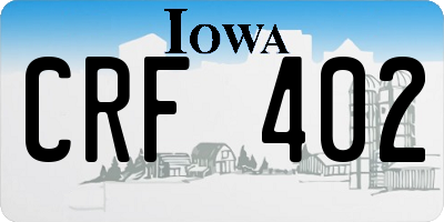 IA license plate CRF402