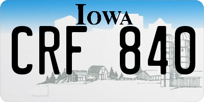 IA license plate CRF840