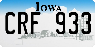 IA license plate CRF933