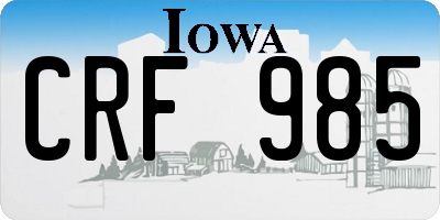IA license plate CRF985