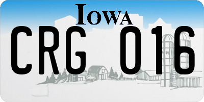 IA license plate CRG016