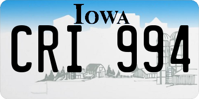 IA license plate CRI994