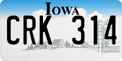 IA license plate CRK314