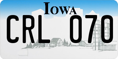 IA license plate CRL070