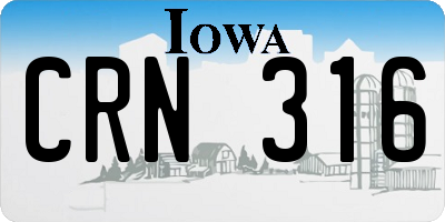 IA license plate CRN316