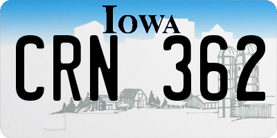 IA license plate CRN362