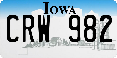 IA license plate CRW982
