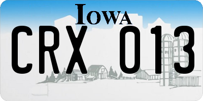IA license plate CRX013
