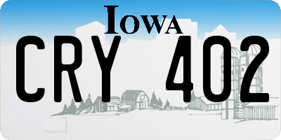 IA license plate CRY402