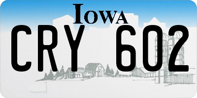 IA license plate CRY602
