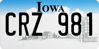 IA license plate CRZ981