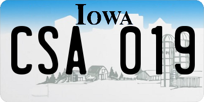 IA license plate CSA019