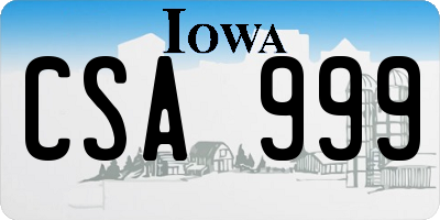 IA license plate CSA999