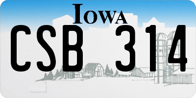 IA license plate CSB314