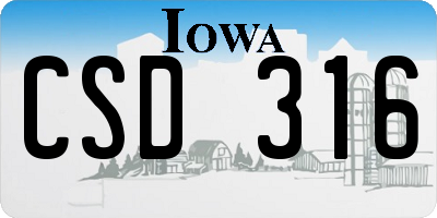 IA license plate CSD316