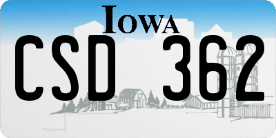 IA license plate CSD362