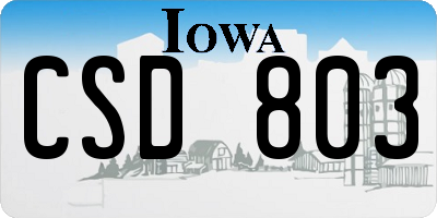 IA license plate CSD803