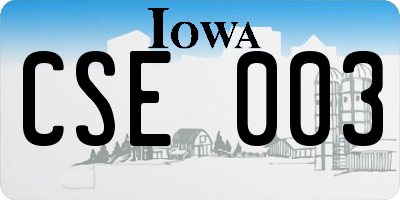 IA license plate CSE003