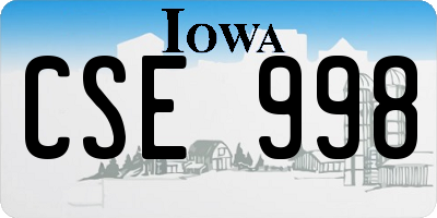 IA license plate CSE998