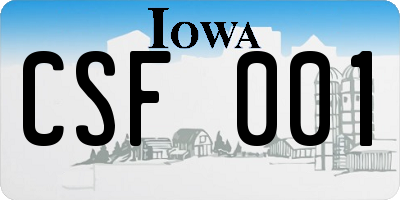 IA license plate CSF001