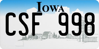 IA license plate CSF998