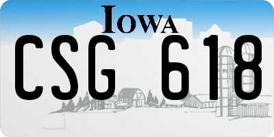 IA license plate CSG618