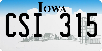 IA license plate CSI315