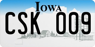 IA license plate CSK009