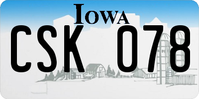 IA license plate CSK078