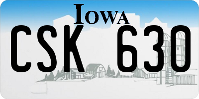 IA license plate CSK630