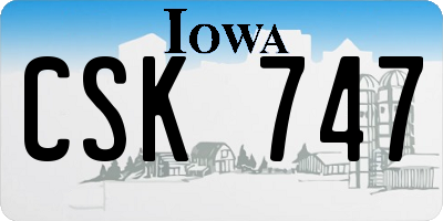IA license plate CSK747