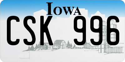 IA license plate CSK996