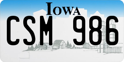 IA license plate CSM986