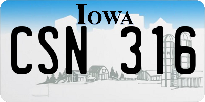 IA license plate CSN316
