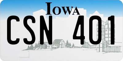 IA license plate CSN401