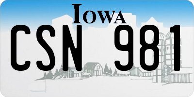 IA license plate CSN981