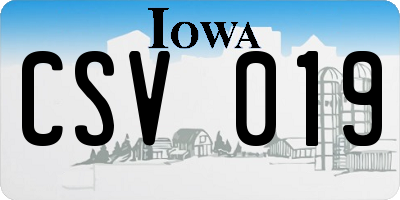 IA license plate CSV019