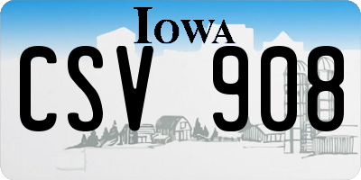 IA license plate CSV908