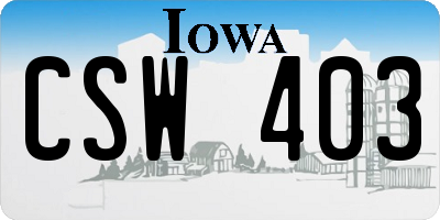 IA license plate CSW403