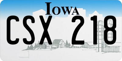 IA license plate CSX218