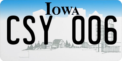 IA license plate CSY006