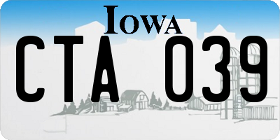 IA license plate CTA039