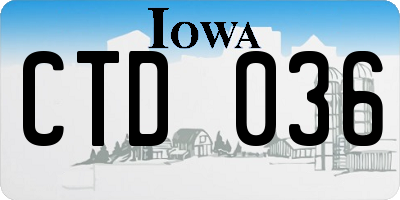 IA license plate CTD036