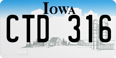 IA license plate CTD316
